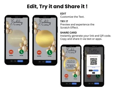 How to personalise the incoming call birthday scratch card: edit, try and share