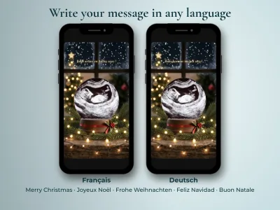 Christmas pregnancy announcement written in French and German