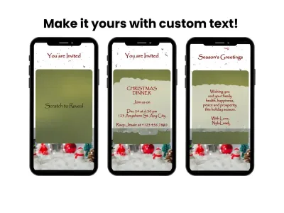 Cute Snowman Holiday Digital Scratch Card for Kids shown on a phone