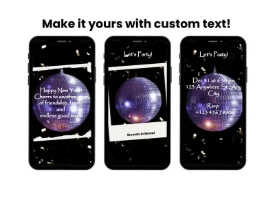 Disco Ball New Year's Eve Party Digital Scratch Card shown on a phone