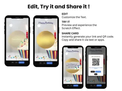 How to personalise the gold cupcake birthday scratch card: edit, try and share