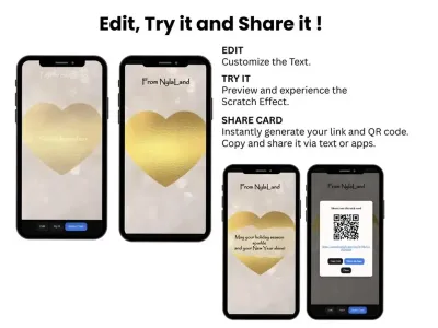 How to personalise the be mine gold heart card: edit, try and share