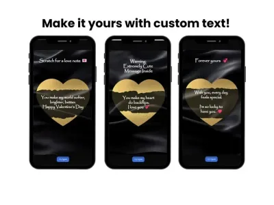Eternal gold heart anniversary scratch card shown on a phone
