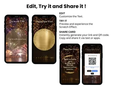 How to personalise the New Year Fireworks scratch card: edit, try and share