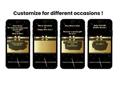 Fireworks Digital Scratch Card Surprise, Interactive Celebration Reveal for Any Occasion personalised digital scratch card shown on a phone