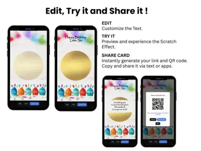 How to personalise the cupcakes and confetti birthday card: edit, try and share