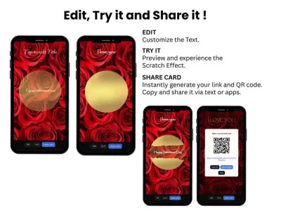 How to personalise the dark red rose love card: edit, try and share