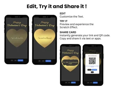 How to personalise the black and gold Valentine's Day card: edit, try and share