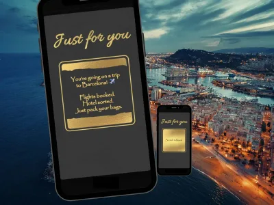 Just for you gift reveal scratch card with gold script and a large gold square