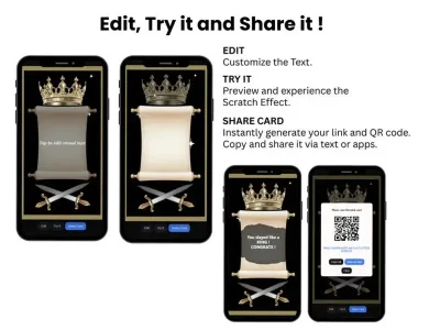 How to personalise the royal king scroll card: edit, try and share