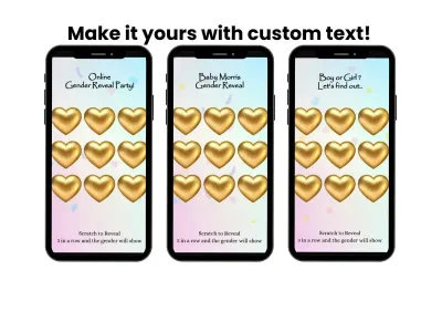 Personalized Gender Reveal Card for a Girl, Custom Family Name Title shown on a phone