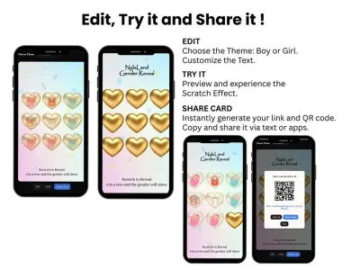 How to personalise the Personalized Girl Gender Reveal scratch card: edit, try and share
