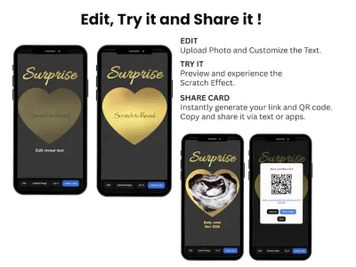 How to personalise the Ultrasound Pregnancy Announcement scratch card: edit, try and share