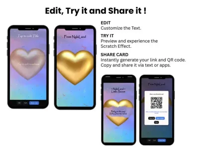 How to personalise the gold heart pregnancy announcement scratch card: edit, try and share