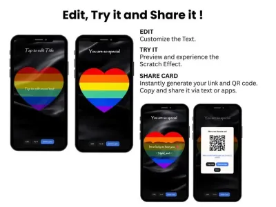 How to personalise the pride rainbow heart card: edit, try and share
