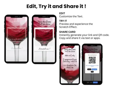 How to personalise the red wine toast scratch card: edit, try and share