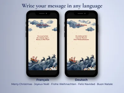 Santa's Nice List card written in French and German