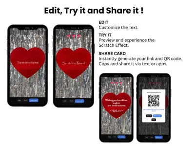 How to personalise the silver tinsel love card: edit, try and share